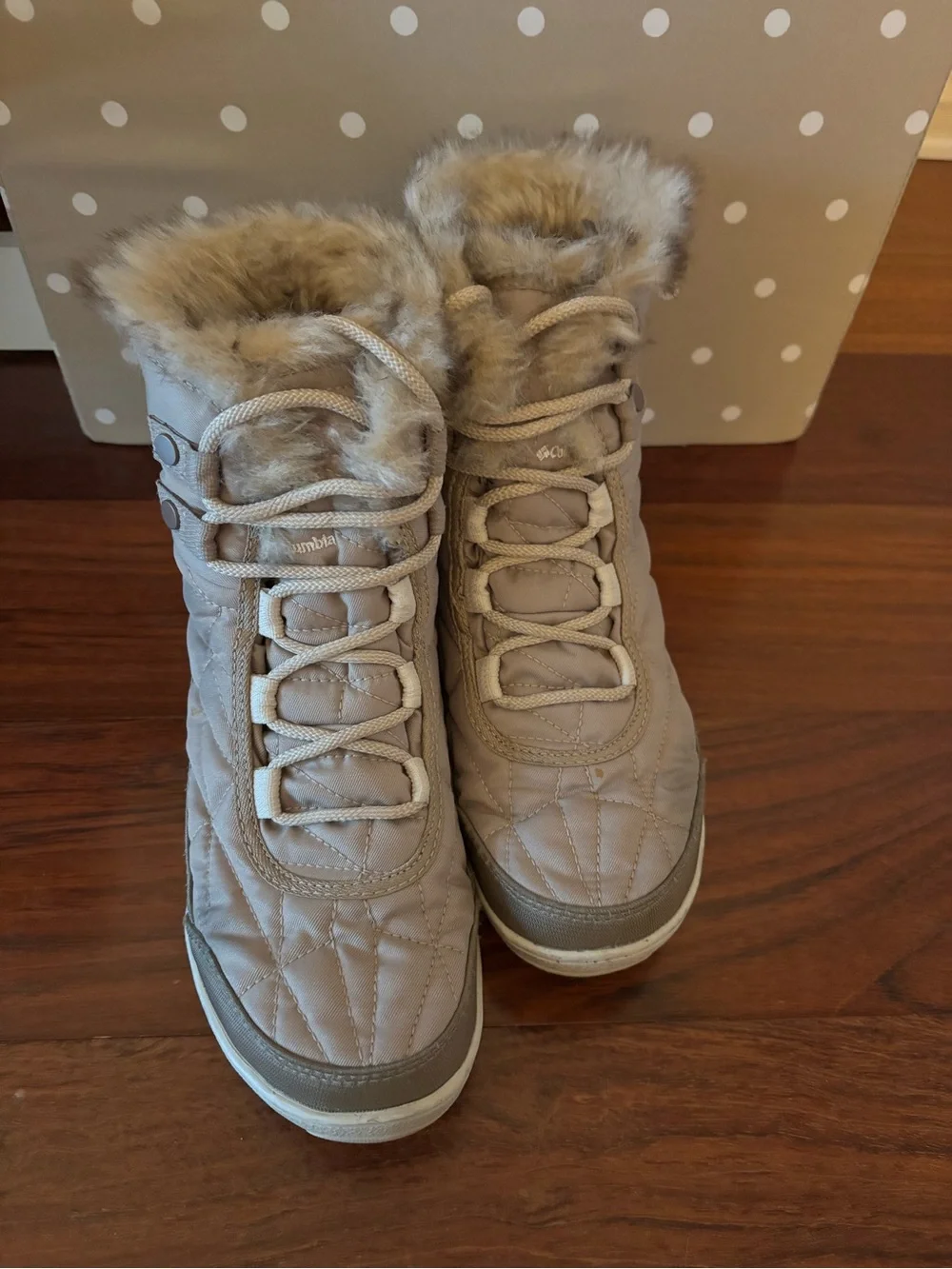 Columbia Quilted Faux-Fur Lined Winter Boots in Taupe